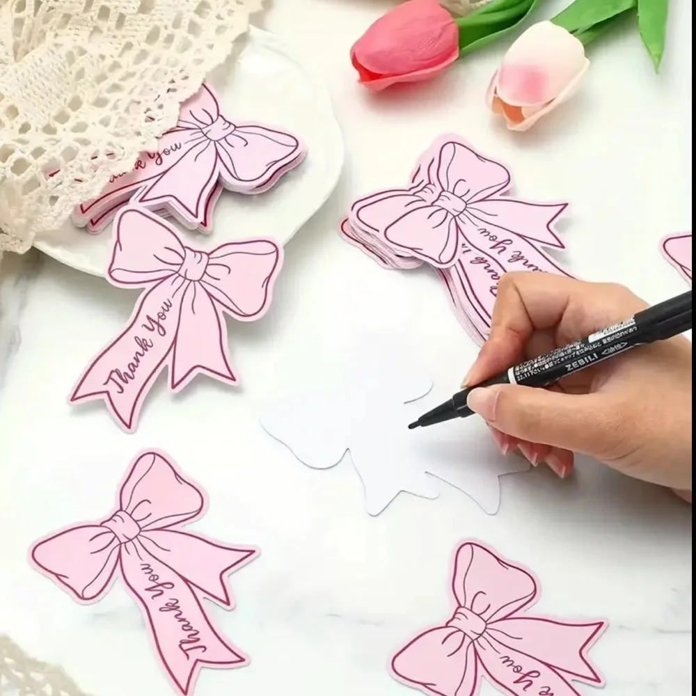 Pink Bow Thank You Cards, NEW, tax deductible, 50 pcs.